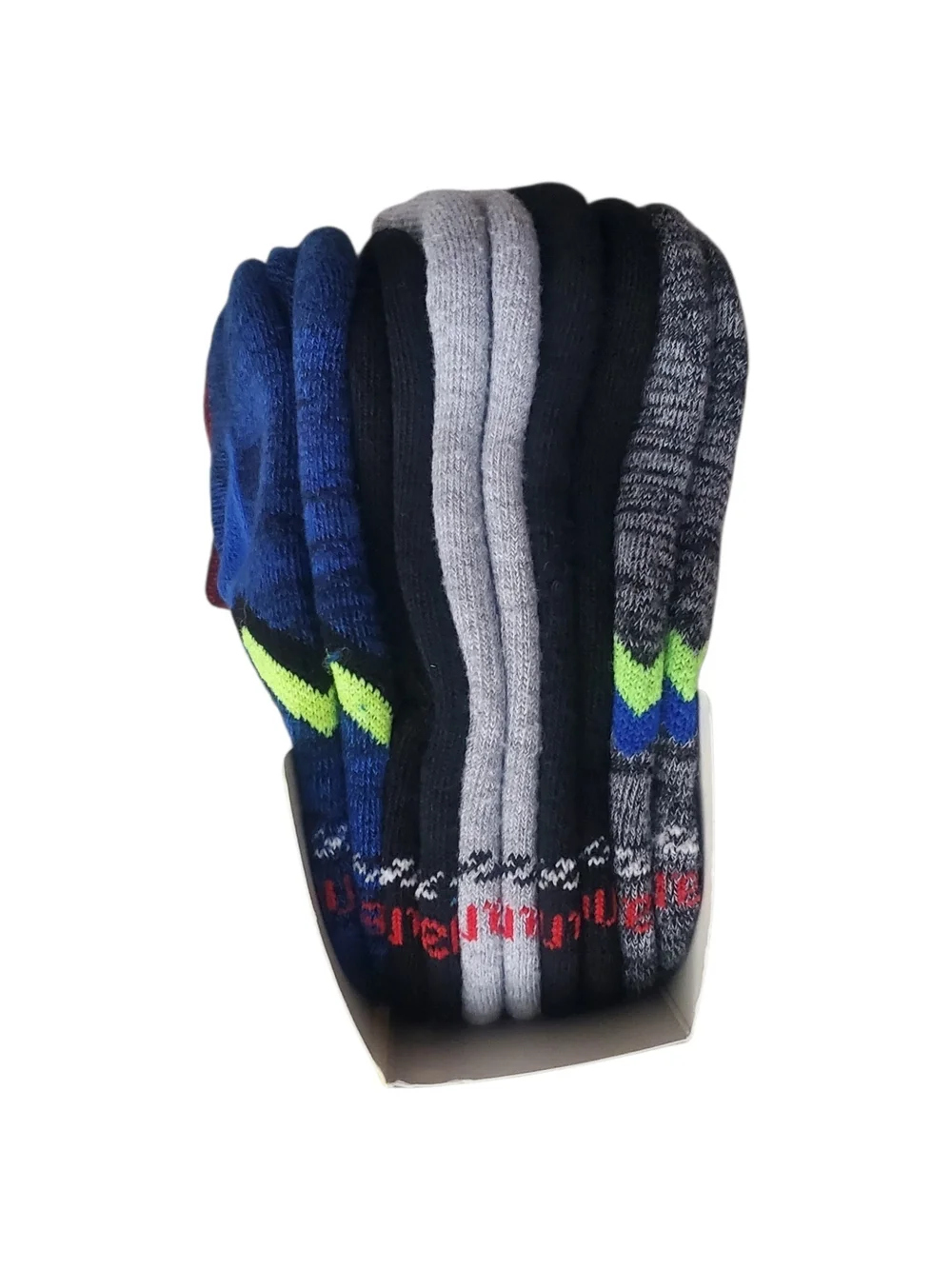 Hanes Boys Performance No-Show Socks - Blue & Red with Neon Accents 10 Ct